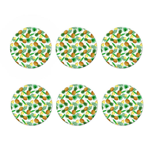 White Watercolor Pineapple Pattern Print Coaster Set