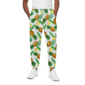 White Watercolor Pineapple Pattern Print Cotton Sweatpants