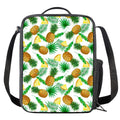 White Watercolor Pineapple Pattern Print Crossbody Lunch Bag