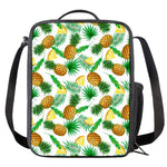 White Watercolor Pineapple Pattern Print Crossbody Lunch Bag