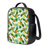 White Watercolor Pineapple Pattern Print Crossbody Lunch Bag