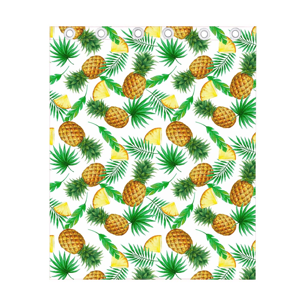 White Watercolor Pineapple Pattern Print Curtain
