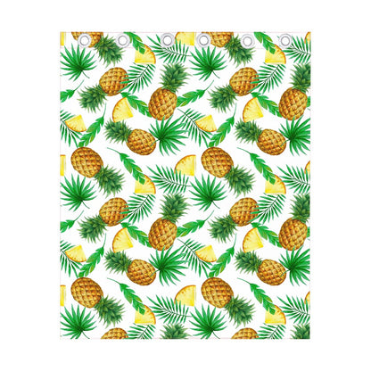 White Watercolor Pineapple Pattern Print Curtain