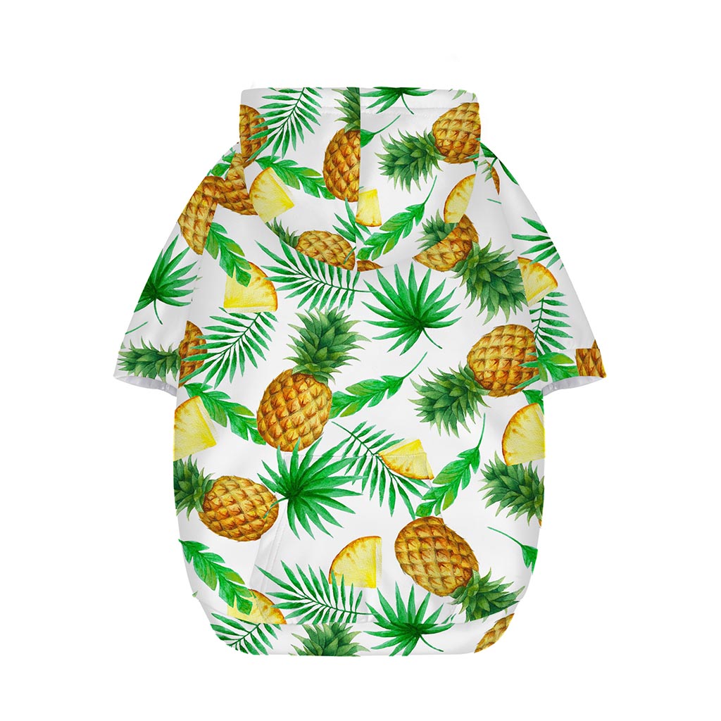 White Watercolor Pineapple Pattern Print Dog Zip Up Hoodie