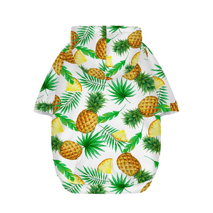 White Watercolor Pineapple Pattern Print Dog Zip Up Hoodie