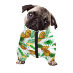 White Watercolor Pineapple Pattern Print Dog Zip Up Jacket