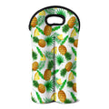 White Watercolor Pineapple Pattern Print Double Neoprene Wine Tote