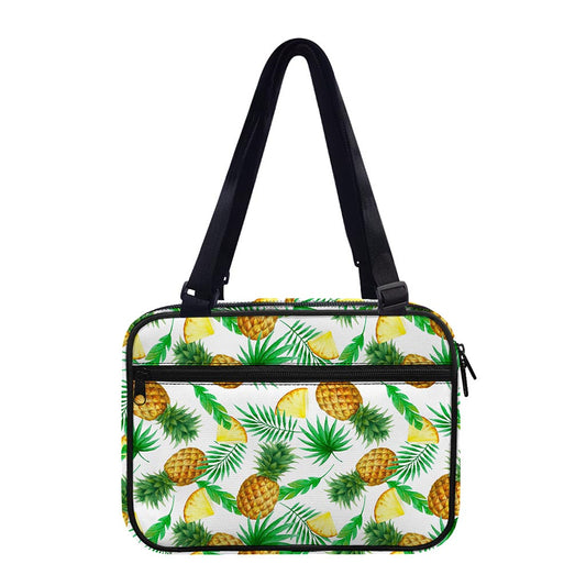 White Watercolor Pineapple Pattern Print Double Strap Bible Bag