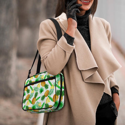 White Watercolor Pineapple Pattern Print Double Strap Bible Bag