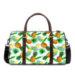 White Watercolor Pineapple Pattern Print Duffle Bag
