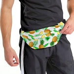 White Watercolor Pineapple Pattern Print Fanny Pack