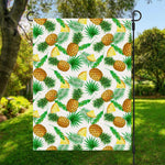 White Watercolor Pineapple Pattern Print Garden Flag