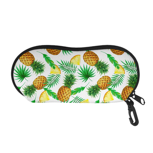 White Watercolor Pineapple Pattern Print Glasses Case