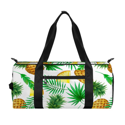 White Watercolor Pineapple Pattern Print Gym Bag