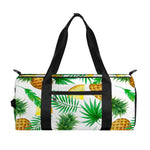 White Watercolor Pineapple Pattern Print Gym Bag