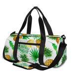 White Watercolor Pineapple Pattern Print Gym Bag