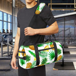 White Watercolor Pineapple Pattern Print Gym Bag