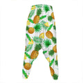 White Watercolor Pineapple Pattern Print Hammer Pants