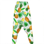 White Watercolor Pineapple Pattern Print Hammer Pants