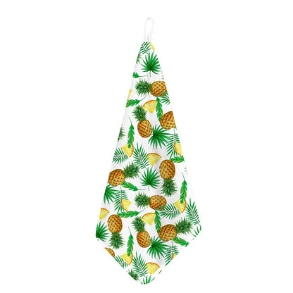 White Watercolor Pineapple Pattern Print Hand Towel