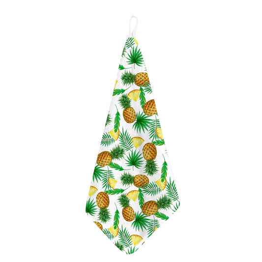 White Watercolor Pineapple Pattern Print Hand Towel
