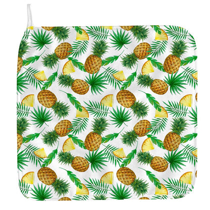 White Watercolor Pineapple Pattern Print Hand Towel