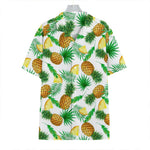White Watercolor Pineapple Pattern Print Hawaiian Shirt