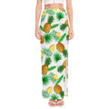 White Watercolor Pineapple Pattern Print High Slit Maxi Skirt