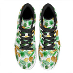 White Watercolor Pineapple Pattern Print High Top Leather Sneakers