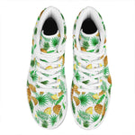 White Watercolor Pineapple Pattern Print High Top Leather Sneakers