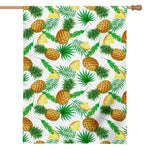 White Watercolor Pineapple Pattern Print House Flag