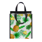 White Watercolor Pineapple Pattern Print Insulated Lunch Tote
