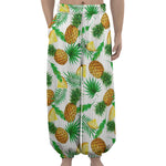 White Watercolor Pineapple Pattern Print Lantern Pants