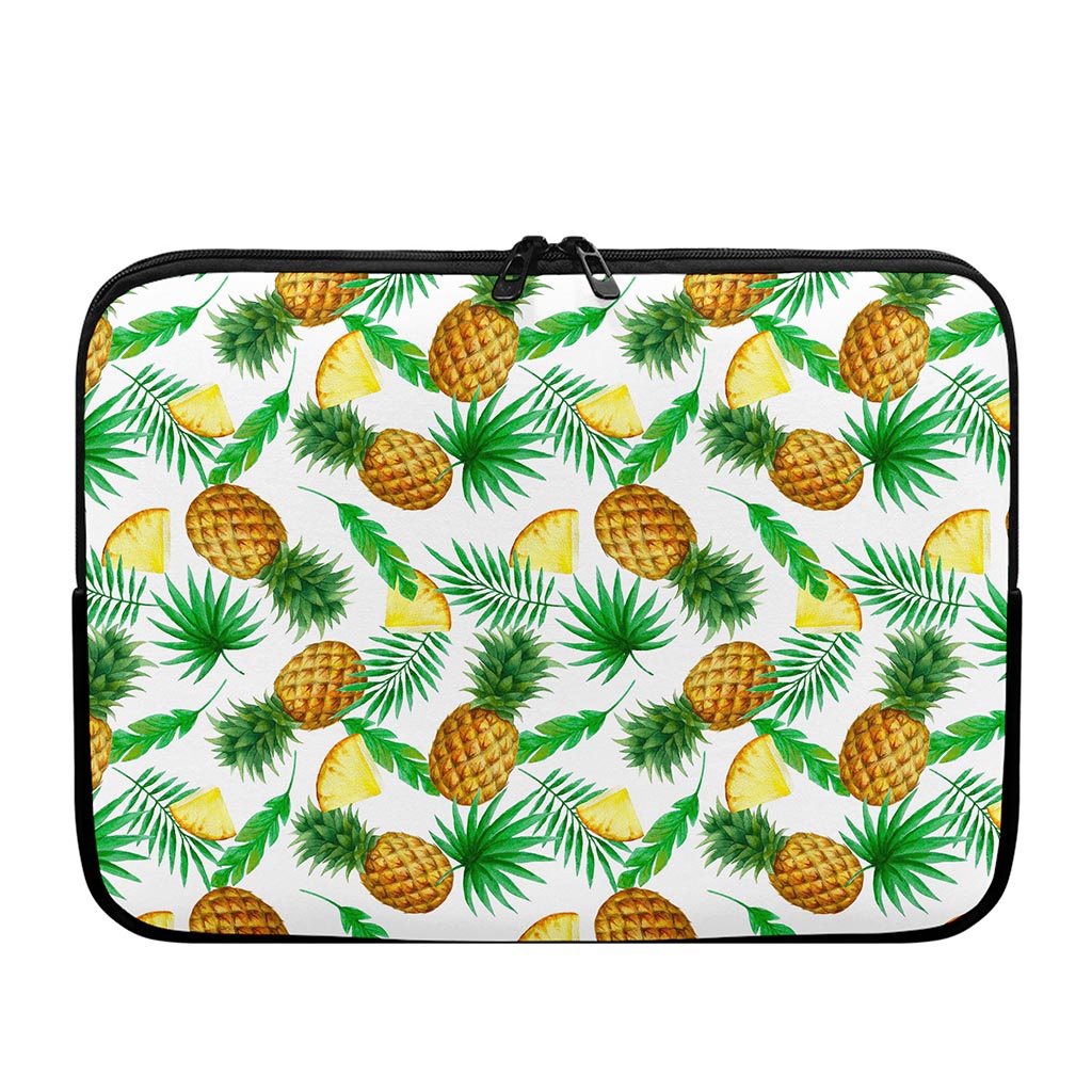 White Watercolor Pineapple Pattern Print Laptop Sleeve