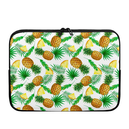 White Watercolor Pineapple Pattern Print Laptop Sleeve