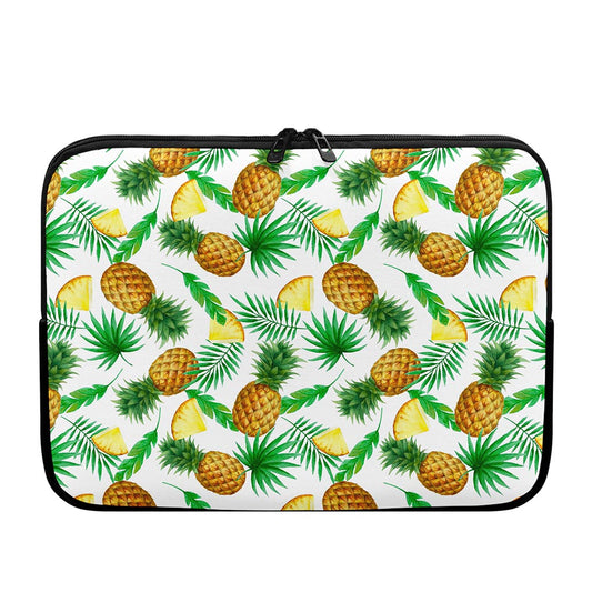White Watercolor Pineapple Pattern Print Laptop Sleeve