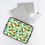 White Watercolor Pineapple Pattern Print Laptop Sleeve