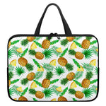 White Watercolor Pineapple Pattern Print Laptop Sleeve With Handle
