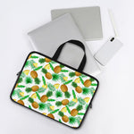 White Watercolor Pineapple Pattern Print Laptop Sleeve With Handle