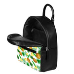 White Watercolor Pineapple Pattern Print Leather Backpack