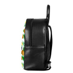 White Watercolor Pineapple Pattern Print Leather Backpack