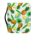 White Watercolor Pineapple Pattern Print Leather Bible Cover
