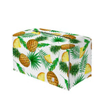 White Watercolor Pineapple Pattern Print Leather Tissue Box Cover