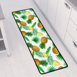 White Watercolor Pineapple Pattern Print Long Kitchen Mat