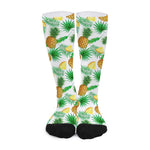 White Watercolor Pineapple Pattern Print Long Socks