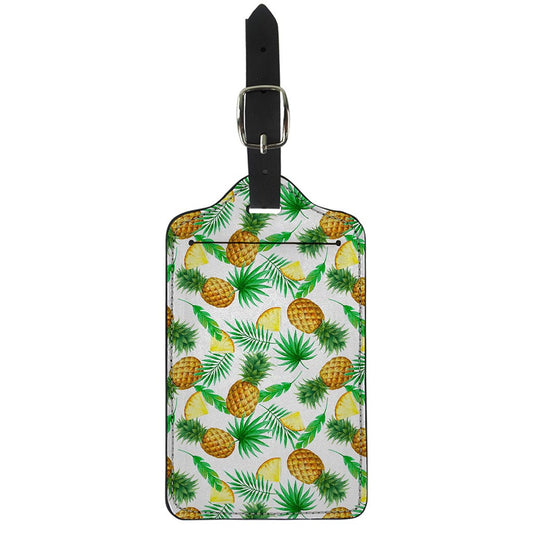 White Watercolor Pineapple Pattern Print Luggage Tag