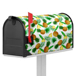 White Watercolor Pineapple Pattern Print Mailbox Cover