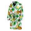 White Watercolor Pineapple Pattern Print Men's Bathrobe