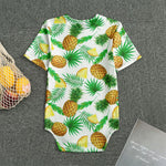 White Watercolor Pineapple Pattern Print Men's Bodysuit