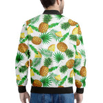 White Watercolor Pineapple Pattern Print Men's Bomber Jacket